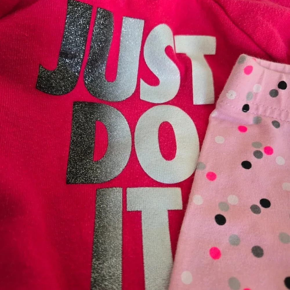 Toddler Girls Nike PINK Just Do It Sweatshirt & Pants Combo Size 12 Months - Picture 10 of 11